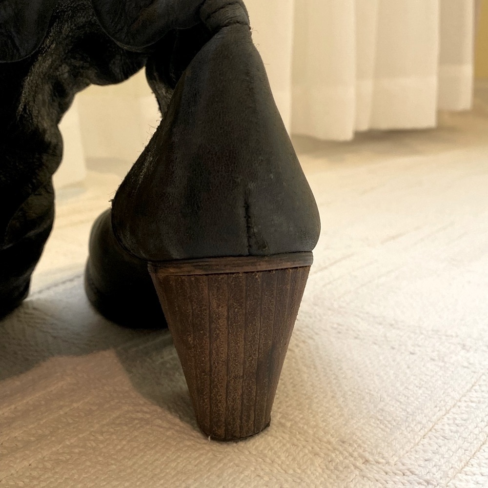 ❣️ Spanish Leather & Wood Heeled Boots | 39 (9) - Picture 9 of 10